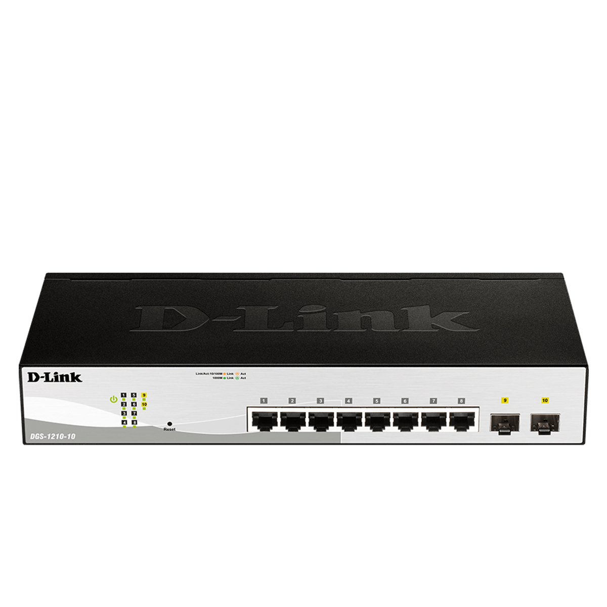 قیمت و خرید سوییچ شبکه مدیریتی 8 پورت + 2 پورت SFP دی لینک مدل DGS-1210-10 | نت ران